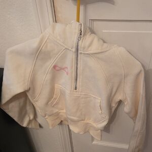 Nfinity Cheer Kids Cream Half-Zip Hoodie with Pink Accent